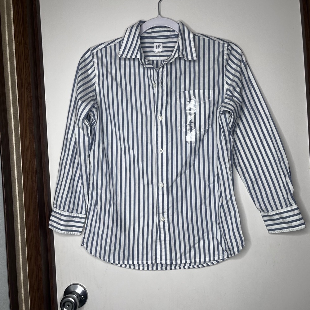 GAP KIDS Blue and White Striped Button Down Shirt